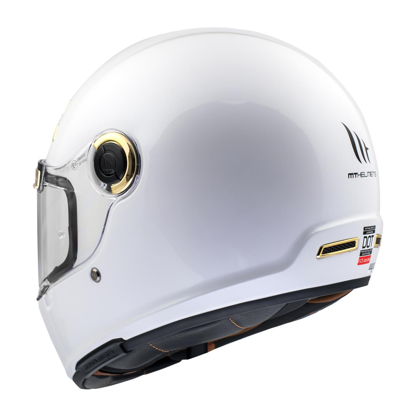 WHITE & GOLD JARAMA A0 SOLID GLOSS HELMET
