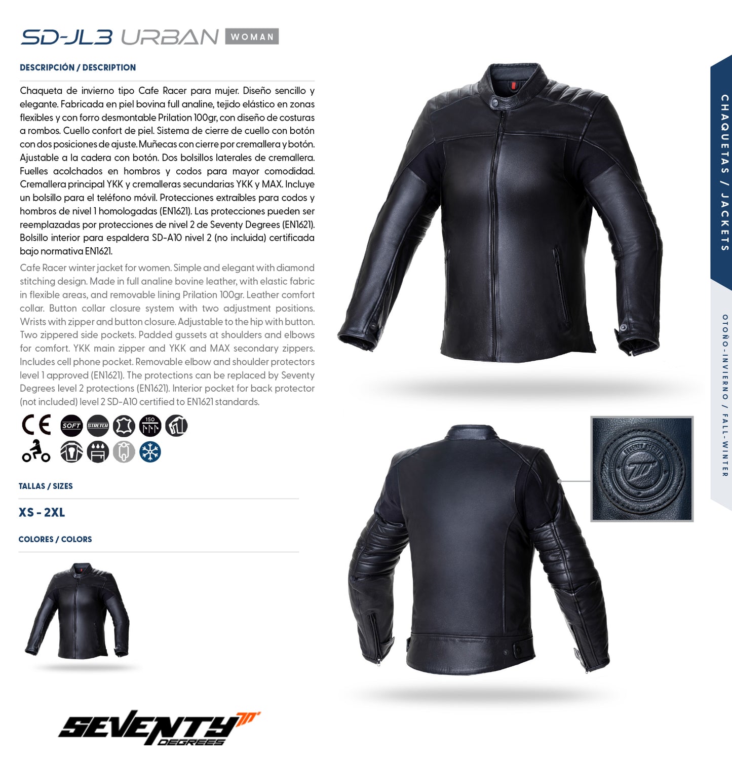 WOMAN BLACK LEATHER JACKET SD-JL3CUSTOM