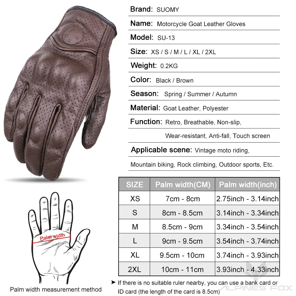 Vintage Style Leather Motorcycle Gloves