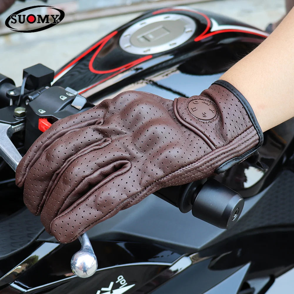 Vintage Style Leather Motorcycle Gloves