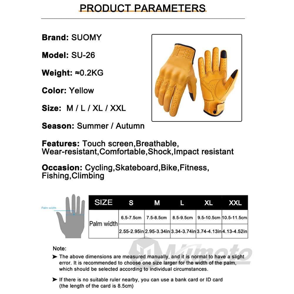 Yellow Vintage Leather Motorcycle Gloves