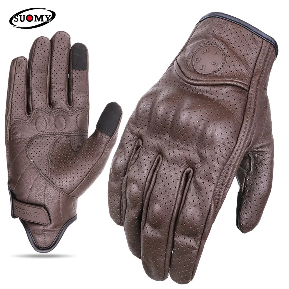 Vintage Style Leather Motorcycle Gloves