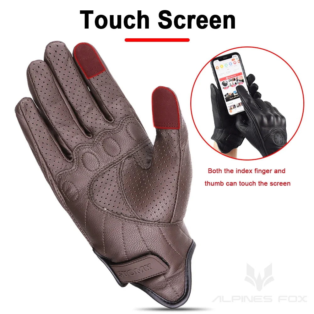Vintage Style Leather Motorcycle Gloves