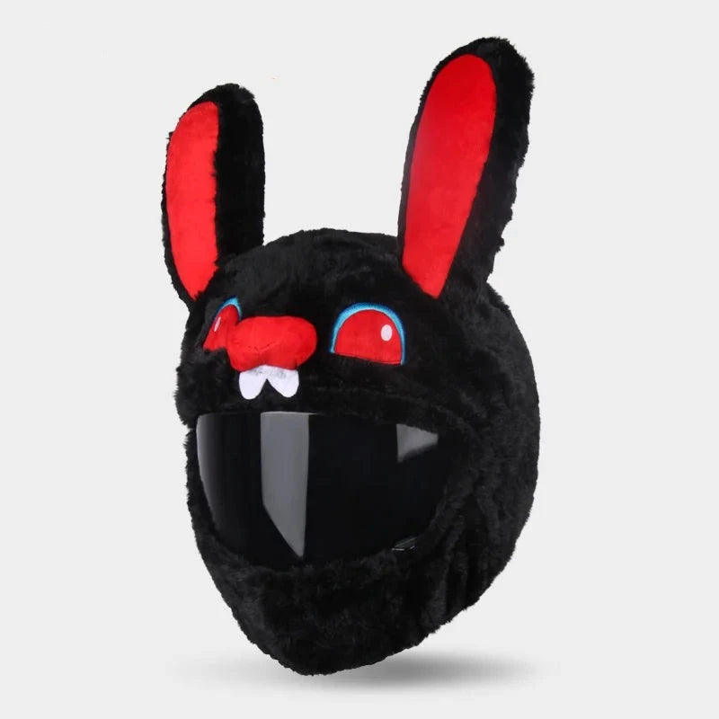 cartoon motorcycle helmet cover Bunny Black & Red Cartoon Motorcycle Helmet Cover For Riding – Mola Moto