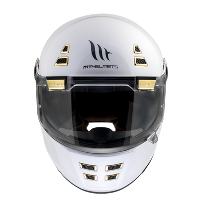 WHITE & GOLD JARAMA A0 SOLID GLOSS HELMET