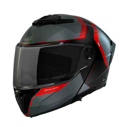 GREY & RED ATOM 2 SV EMALLA B15 MATTE HELMET