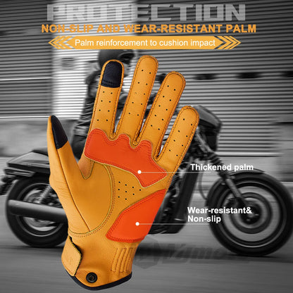 Yellow Vintage Leather Motorcycle Gloves