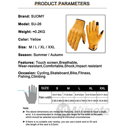 Yellow Vintage Leather Motorcycle Gloves